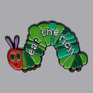 Green Caterpillar Enamel Pin Eat the Rich